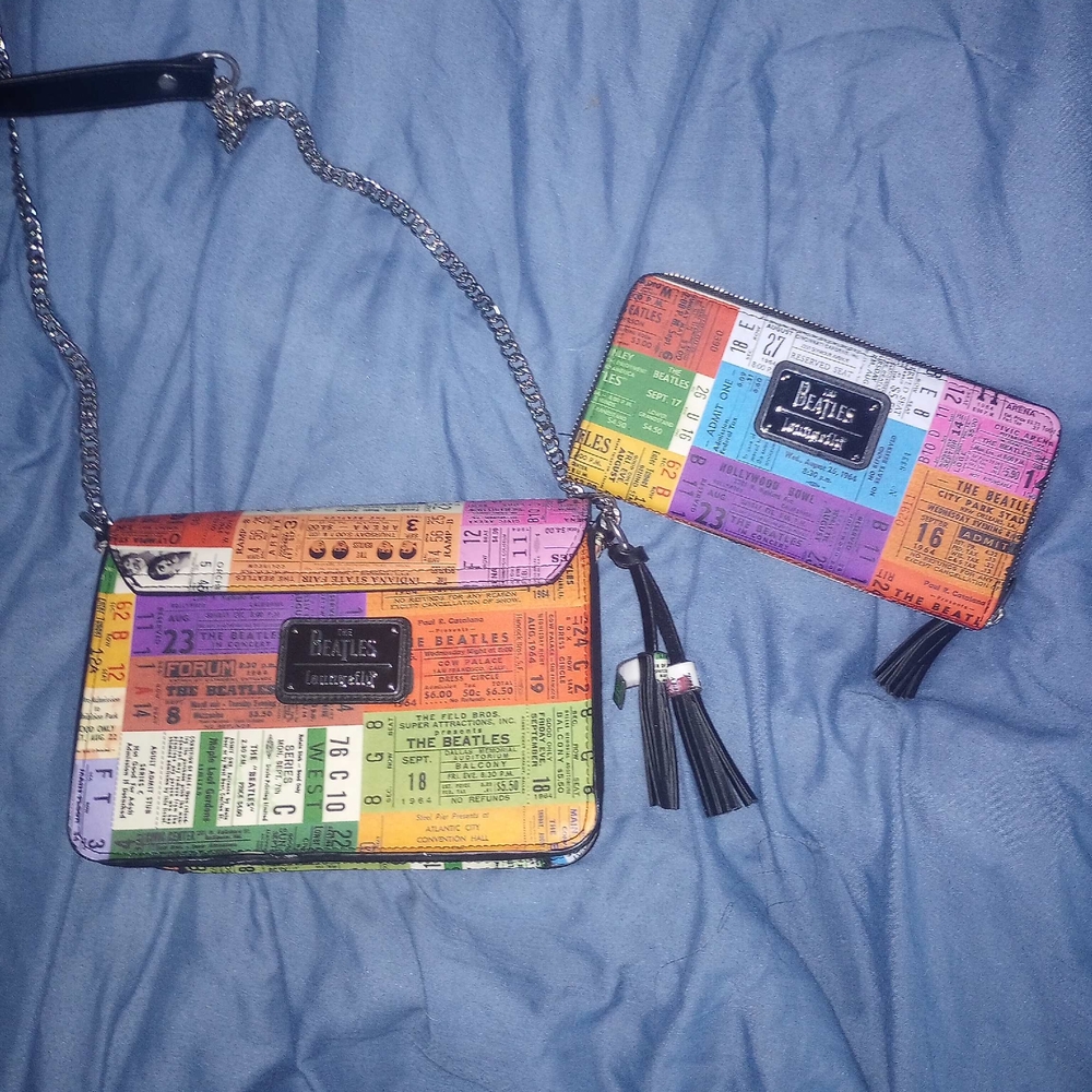 The Beatles Colorful Ticket Print Crossbody Bag